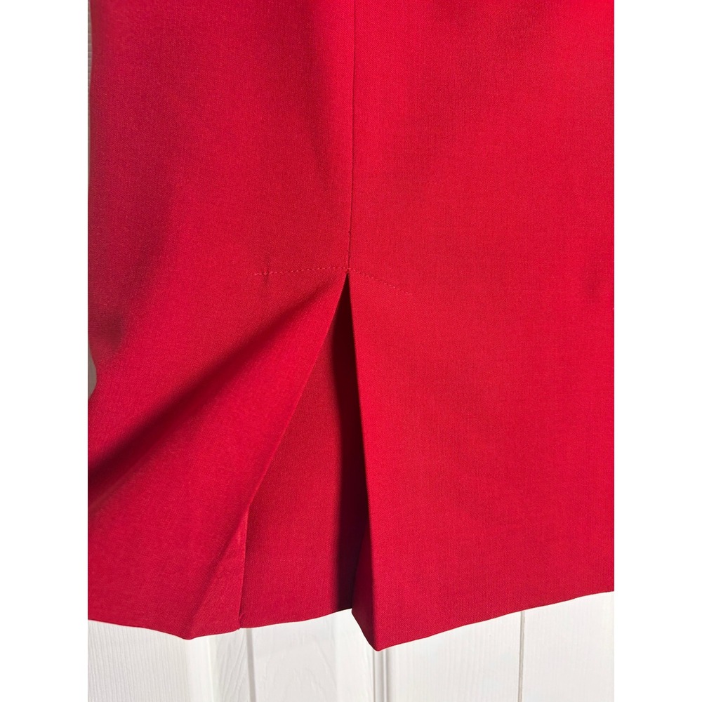 Kasper Red Pencil Skirt Size 8 Knee Length Pleated Hem Professional Career - Picture 2 of 7